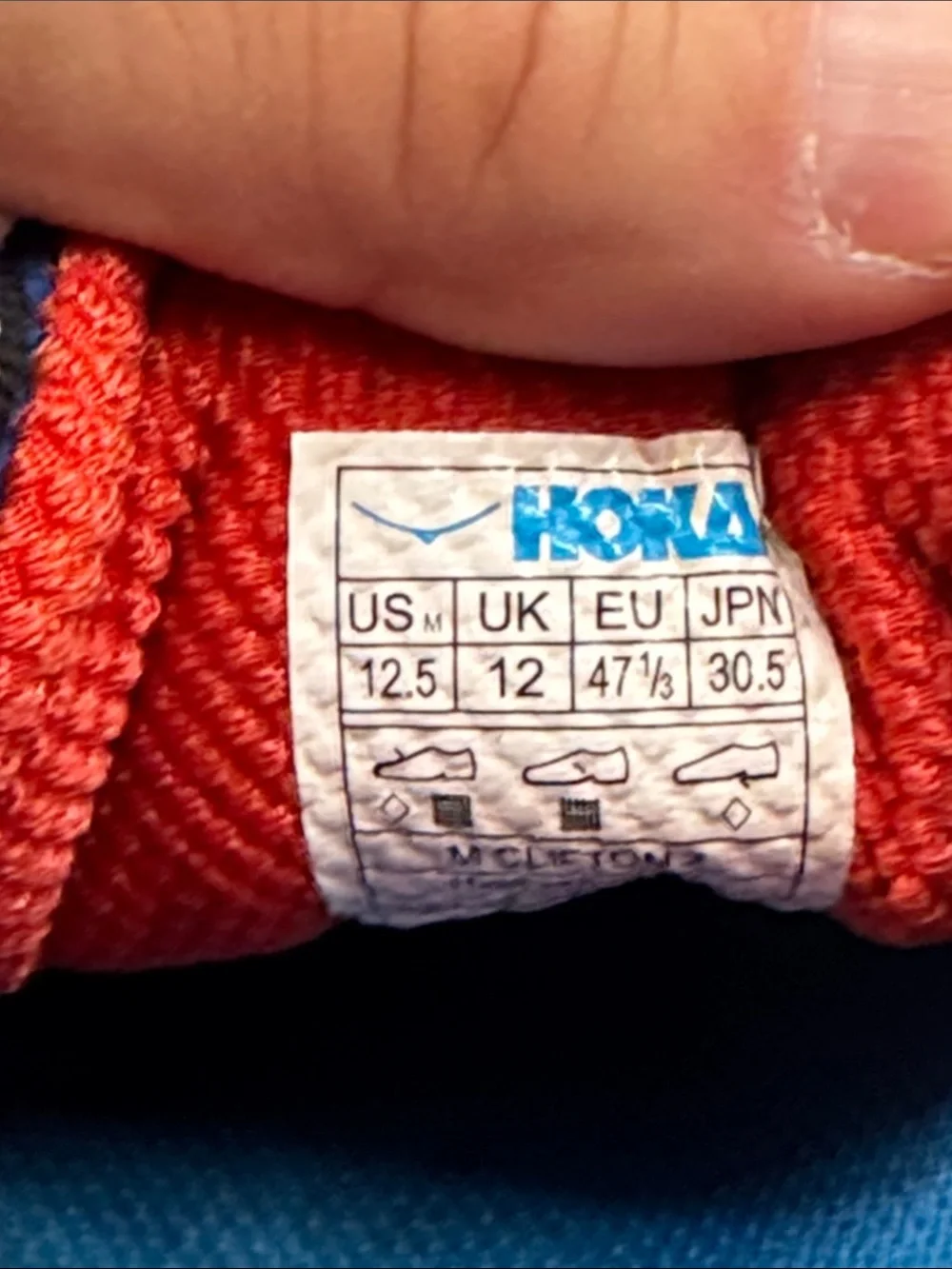 Hoka Blue Running Shoes with Red-Orange Lining Size 12.5 MS10118D